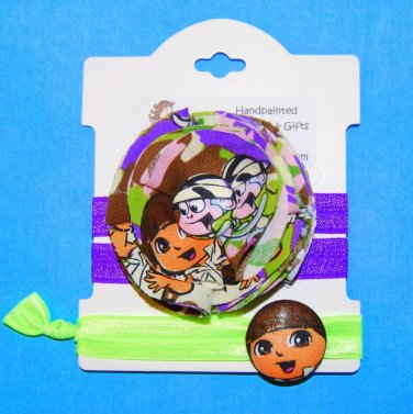 Safari Dora Inspired Handmade Flower Foe Elastic Headband & Matching Hair Tie