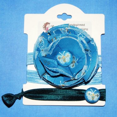 Butterfly Handmade Flower Foe Elastic Headband & Matching Hair Tie