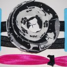 Puppy Dog Terrier Handmade Flower Foe Elastic Headband & Matching Hair Tie
