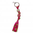 Handpainted Trendy Hot Pink & Neon Green Zebra Grosgrain Ribbon Keychain