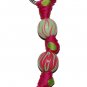 Handpainted Trendy Hot Pink & Neon Green Zebra Grosgrain Ribbon Keychain