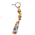 Handpainted Bright Happy Sun & Clouds Grosgrain Ribbon Keychain