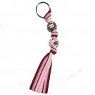 Handpainted Chocolate Lovers Sweet Brown & Pink Grosgrain Ribbon Keychain