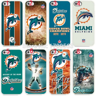 8pcs/lots NFL Miami dolphins hard White Skin case cover for iphone6 6S i7(4.7inch) and i6p