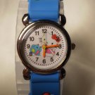 Hello Kitty 3 dimensional wrist children watch with blue rubber band