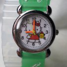 Hello Kitty 3 dimensional wrist children watch with green rubber band
