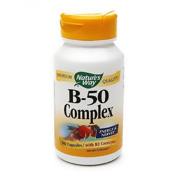 Nature's Way Vitamin B50 Complex Capsules for Energy and nerves with B2 coenzym 100 ea