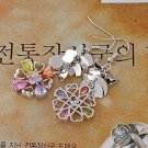Colorful Flower 18k GP White Zircons Lady Earrings ! Gift Jewelry and Love