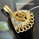 Fashion 9k Real Gold Filled Allah Islam Pendant Necklace ! Gift Jewelry & Love