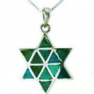 Sterling & Eilat stone pendant of star of David + chain