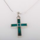 Silver 925 cross , placed with Eilat stone Israel , pendant