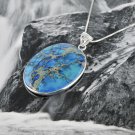 Fashion silver chain set sea jasper gemstone pendant ! Woman Gift Jewelry & Love