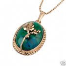 High quality Eilat stone pendant 14k gold + necklace ! high quality jewelry