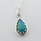 Fashion Silver 925 necklace & pendant set natural Eilat stone ! Gift & Jewelry