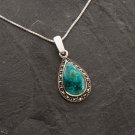 Fashion Silver 925 necklace & pendant set natural Eilat stone ! Gift & Jewelry