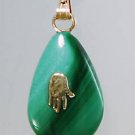 Malachite pendant , 14k gold lucky talisman & necklace ! Gift Jewelry & love