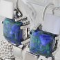Modern silver earrings set natural Eilat king solomon stone ! vintage jewelry