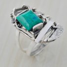 Fashion silver ring set natural Eilat king solomon stone size 8 ! Fine Jewelry