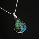 Fine fashion sterling silver necklace & pendant set natural Eilat stone Israel