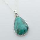 Fine fashion sterling silver necklace & pendant set natural Eilat stone Israel