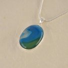 Fashion silver necklace & pendant set blue Agate gemstone ! Gift Jewelry & Love