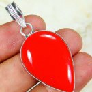 Copper red coral gemstone pendant & silver 925 necklace ! Gift Love & Jewelry
