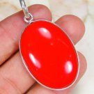 Copper red coral gemstone pendant & silver 925 necklace ! Gift Love & Jewelry