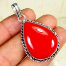 Copper red coral gemstone pendant & silver 925 necklace ! Gift Love & Jewelry