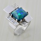 Fashion silver ring set natural Eilat king solomon stone size 8 quality Jewelry