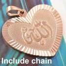 Fashion 9K gold filled allah islam heart pendant & necklace ! Gift & Jewelry