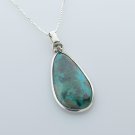 Solid sterling silver 925 set natural real Eilat stone Israel pendant & necklace