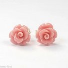 0.47" pink rose flower 925 sterling silver stud earrings ! Gift Jewlery & Love