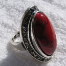 Fashion retro natural red coral Thailand silver ring size 7.5 ! Gift & Jewelry