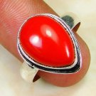 Fashion retro natural red coral gemstone silver ring size 9 ! Gift & Jewelry