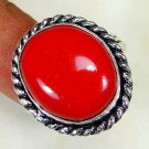 Fashion retro natural red coral gemstone silver ring size 9 ! Gift & Jewelry