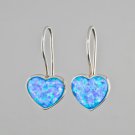 Special Silver heart earrings set with opal gemstone ! Gift Jewelry & Love