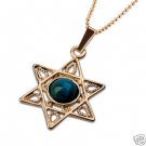 Star of David Eilat stone pendant 14k gold + necklace ! high quality jewelry