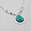 Fine silver necklace & pendant set natural Eilat king solomon stone ! Earth View