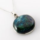 Fine solid sterling silver 925 set natural real Eilat stone pendant + necklace