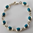 Fine solid sterling silver 925 bracelet Eilat stone Israel 8.6" ! Gift & Jewelry