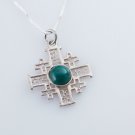Fashion silver Jerusalem cross Eilat stone pendant & necklace ! Gift & Jewelry