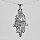 Silver necklace & pendant lucky talisman initials Israel door guard in Hebrew