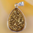 Fashion silver 925 chain & natural agate titanum druzy pendant ! Gift & Jewelry