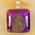 Fashion silver 925 chain & natural agate titanum druzy pendant ! Gift & Jewelry