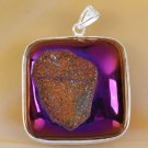 Fashion silver 925 chain & natural agate titanum druzy pendant ! Gift & Jewelry