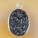 Fashion silver 925 chain & natural agate titanum druzy pendant ! Gift & Jewelry