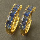 Fashion 9K yellow gold filled set blue topaz hoop earring ! Gift Jewelry & Love