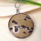 Fashion silver necklace set coin jasper gemstone pendant ! Gift Jewlery & Love