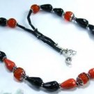 Beautiful fine black onyx & red agate & silver necklace ! Gift Jewelry & Love