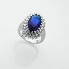 Fashion blue swarovski crystal silver ring size 7 3/4 ! Gift Jewelry & Love